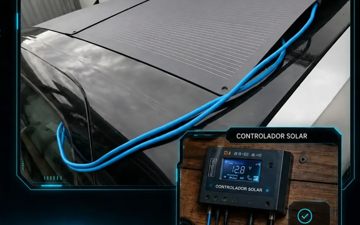 Painéis solares instalados no teto do Palio